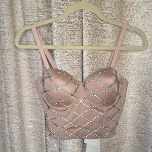 Embellished Blush Pink Bustier Top